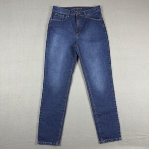 Mott & Bow Mom Jeans 29x28 Classic Straight Dark Blue Wash Denim Cotton Stretch
